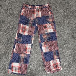 aerie Plaid Patchwork Pajama Pants in Navy, Red, White